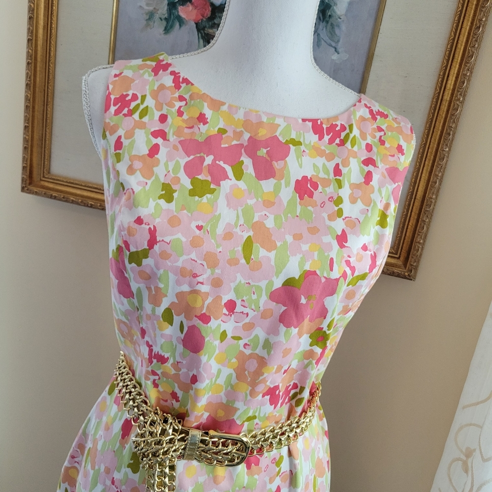 Brooks Brothers 346 Stretch Sleeveless Floral Print Sheath Dress